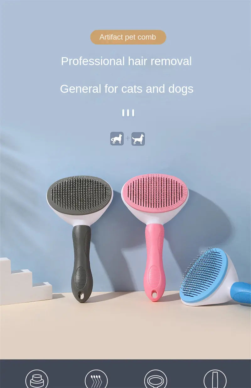 PET GROOMING COMB WITH STEEL BRISTLES