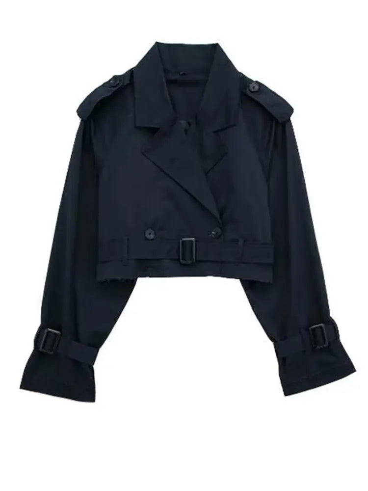 CROPPED BELTED TRENCH JACKET