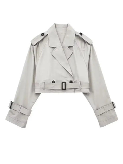 Cropped Belted Trench Jacket