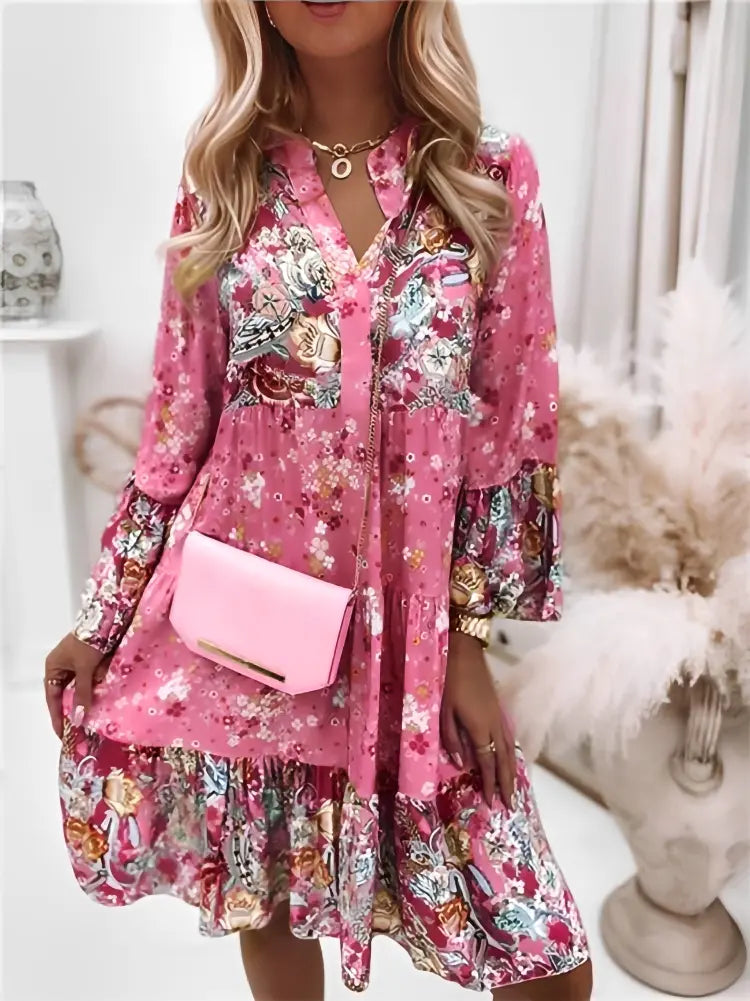 Bohemian Floral V-Neck Dress