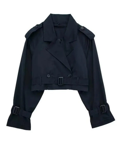 Cropped Belted Trench Jacket