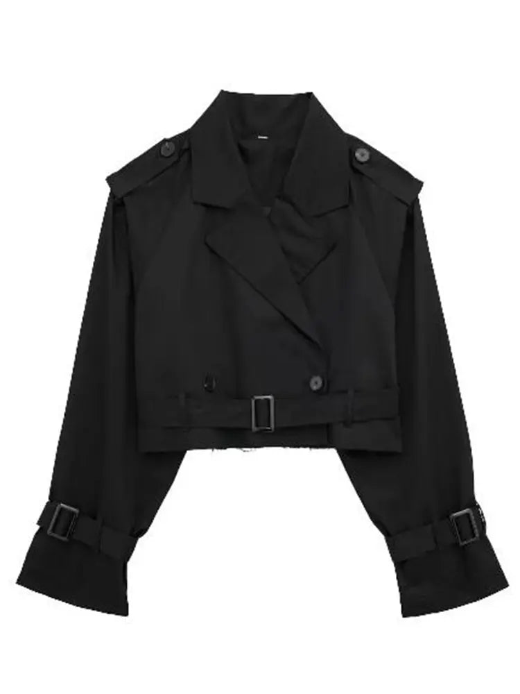 Cropped Belted Trench Jacket